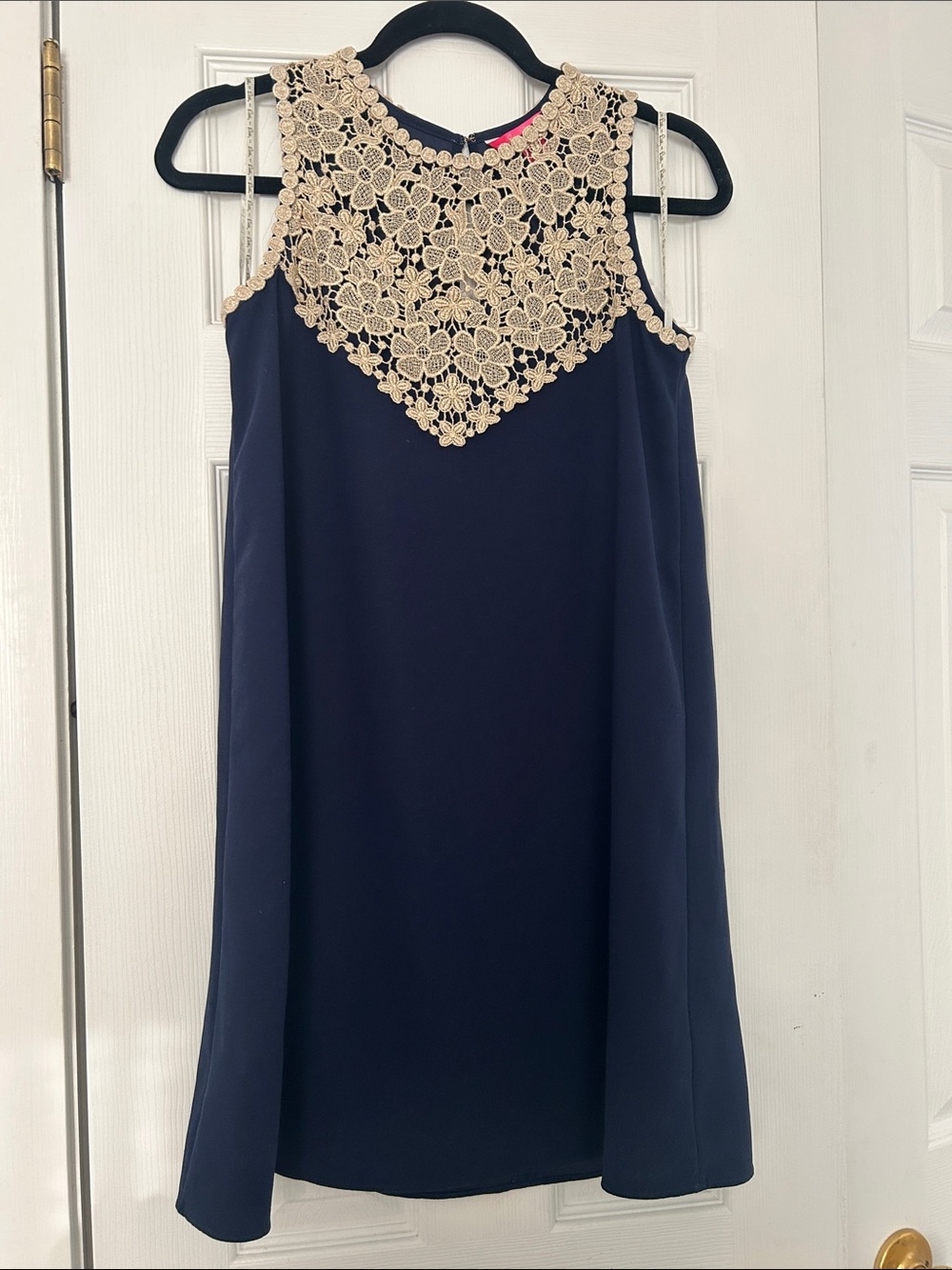 Lilly Pulitzer Navy Mini Dress with Cream Lace Yoke - Picture 6 of 6